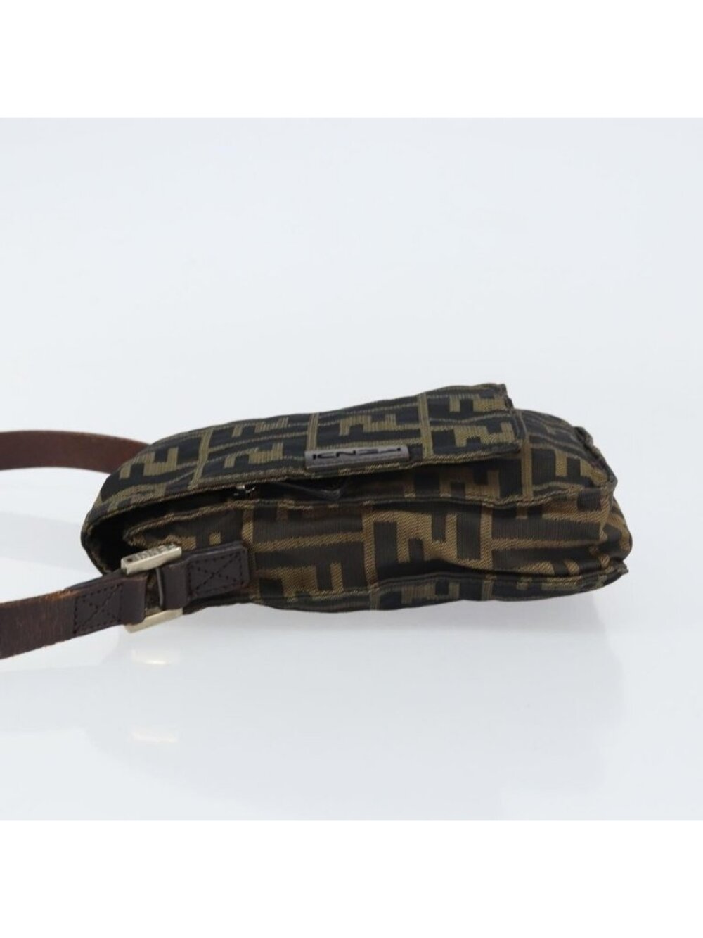Authentic FENDI Zucca Canvas Shoulder Bag Black Brown - Picture 11 of 16